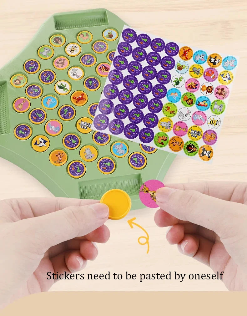 Kids Memory Game Board Chess 54 Cards Animal Fruit Flip Chess Educational Logical Thinking Learning Toy for 2-4 Players