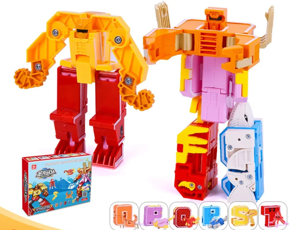 26 A-Z letter Alphabet Animal Dinosaur Warrior Deformation Action Figures Transformation Robot Toys For Children Gift Brinquedos