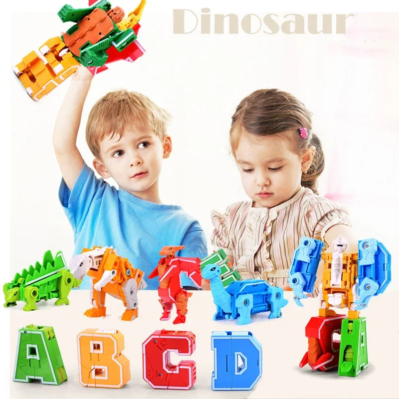 26 A-Z letter Alphabet Animal Dinosaur Warrior Deformation Action Figures Transformation Robot Toys For Children Gift Brinquedos