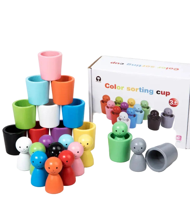 Lee's Sharing Montessori Wooden Color Cups Sorting Game