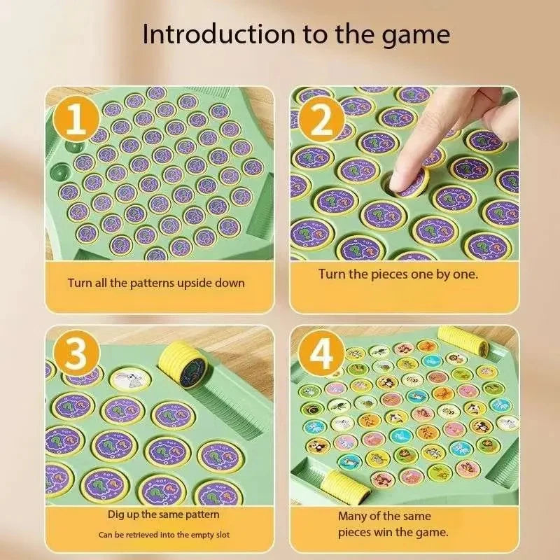 Kids Memory Game Board Chess 54 Cards Animal Fruit Flip Chess Educational Logical Thinking Learning Toy for 2-4 Players