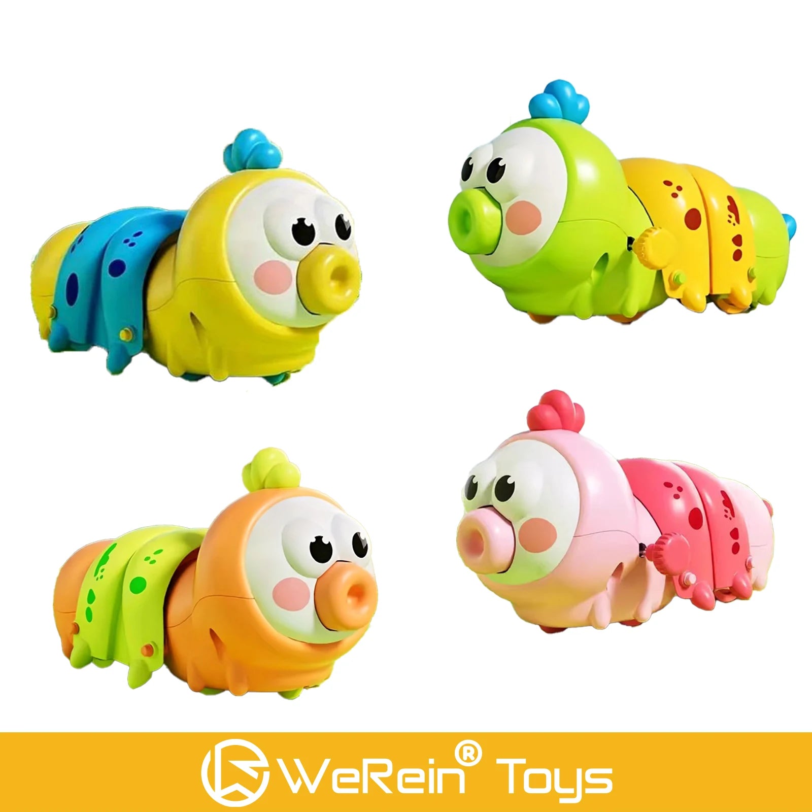 Wind-Up Crawling Caterpillar Toy - Plastic Gliding Plaything