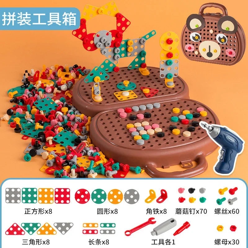 Simulated Electric Screwdriver for Children's Play Home Twisting Screws Puzzle Toy Assembly and Repair Toolbox Christmas Gift