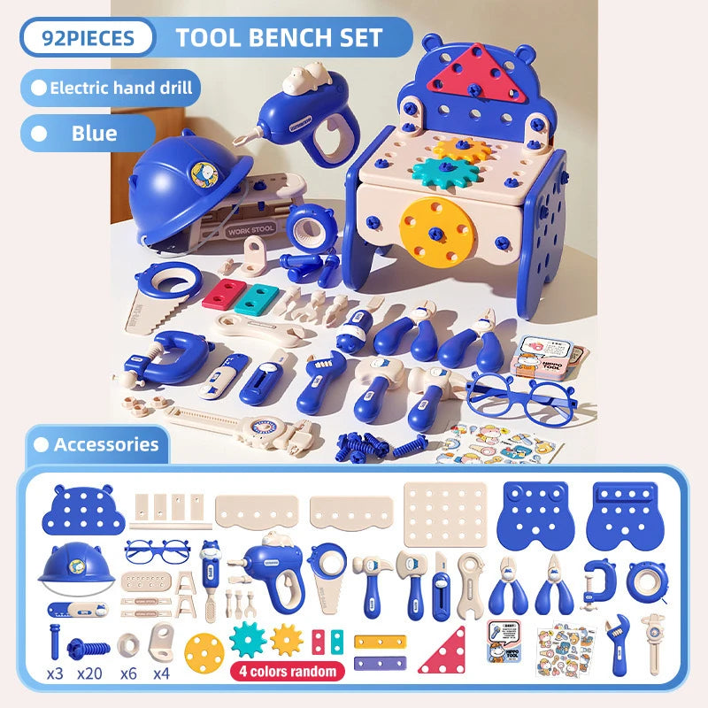 Educational Pretend Play Construction Children Home Toolbox Simulation Drill Screw Removal Puzzle Multi-Functional Assembly Toy