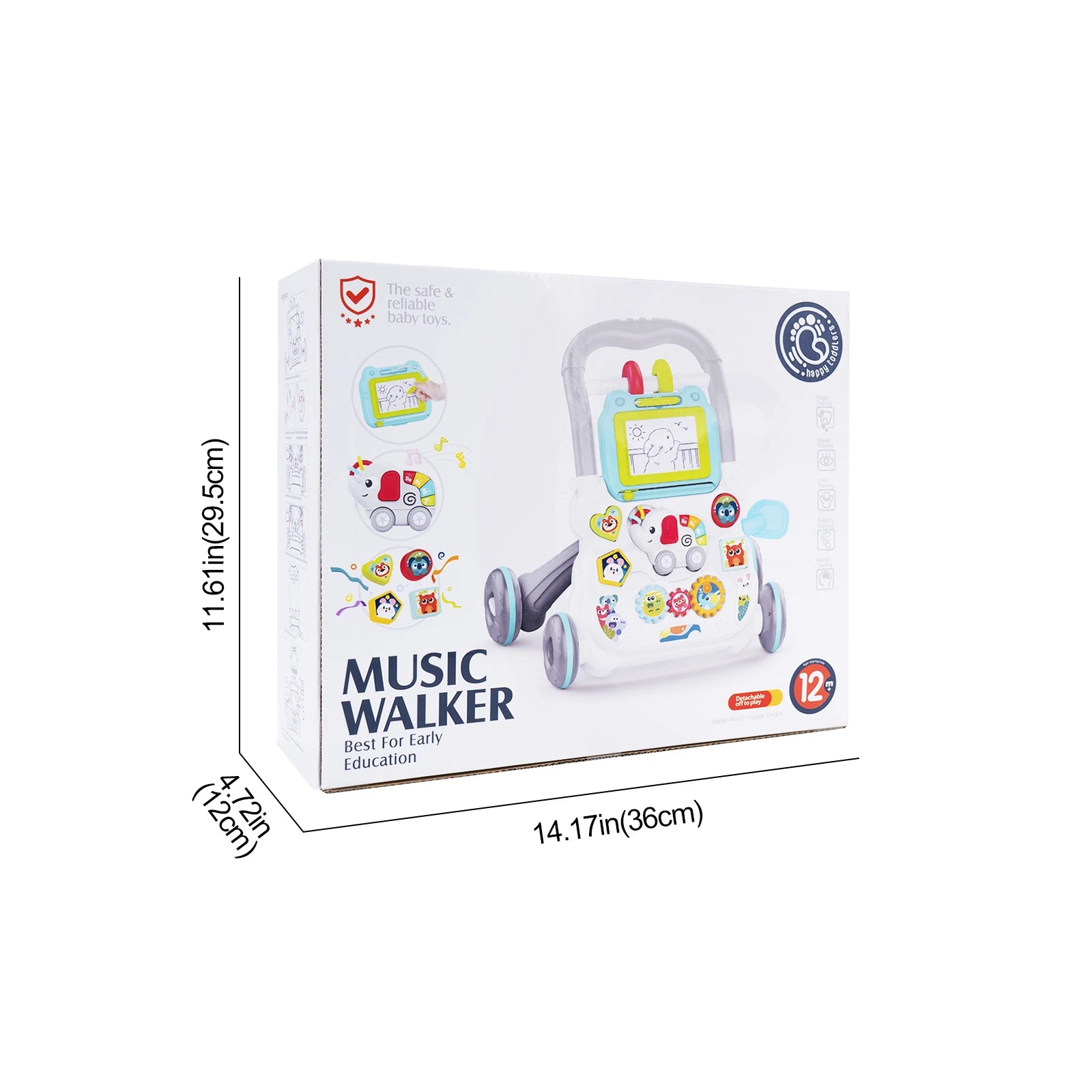 Baby Push Walker with Music and Drawing Board