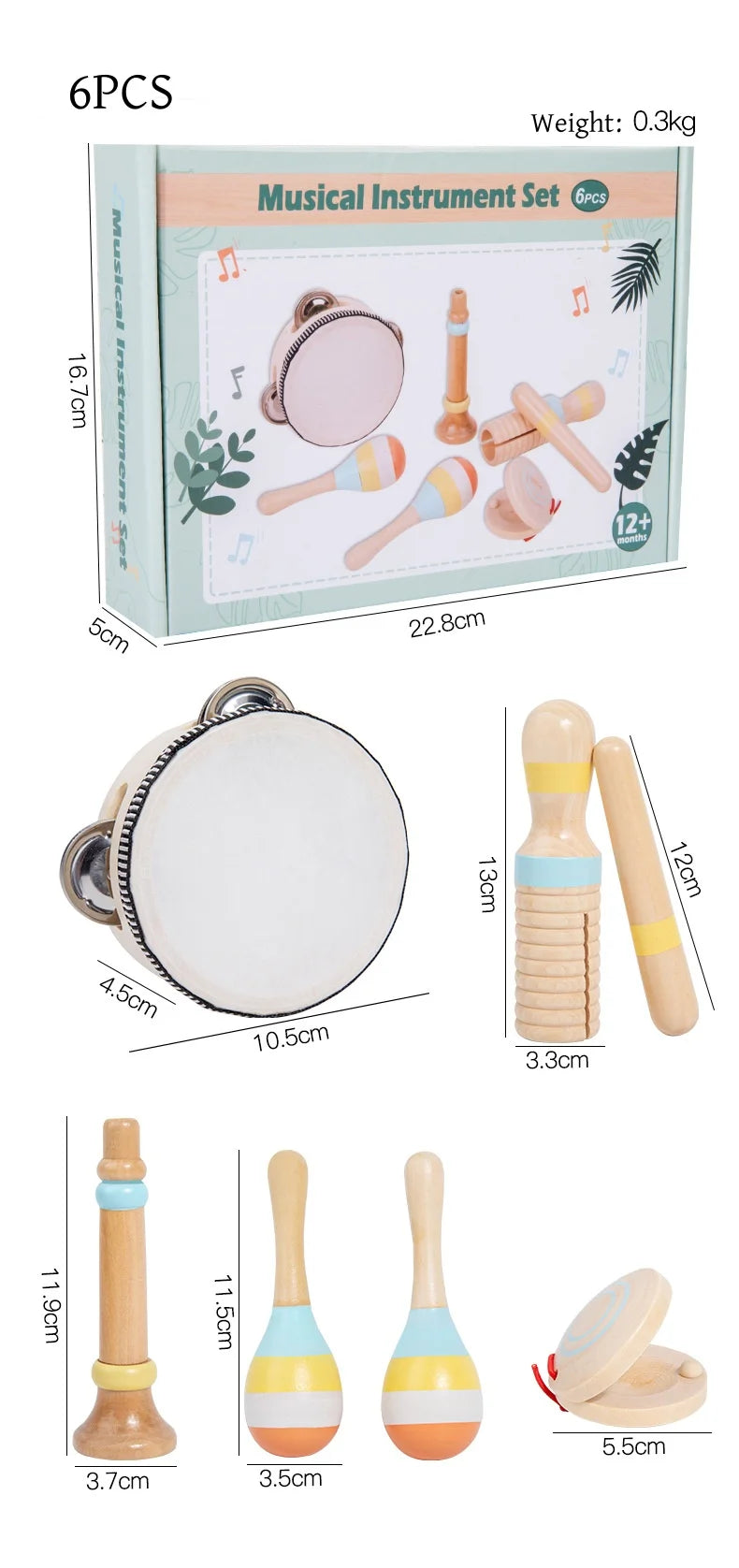 Montessori Wooden Musical Instruments Set for Toddlers