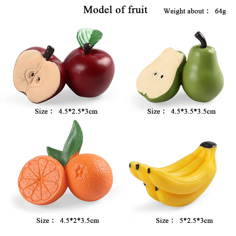 Oenux Pretend Play Toy Cute Fruits Vegetables Mushroom Model Cake Toppers Foods Jouet Family Fun Early Education For Kids Gift