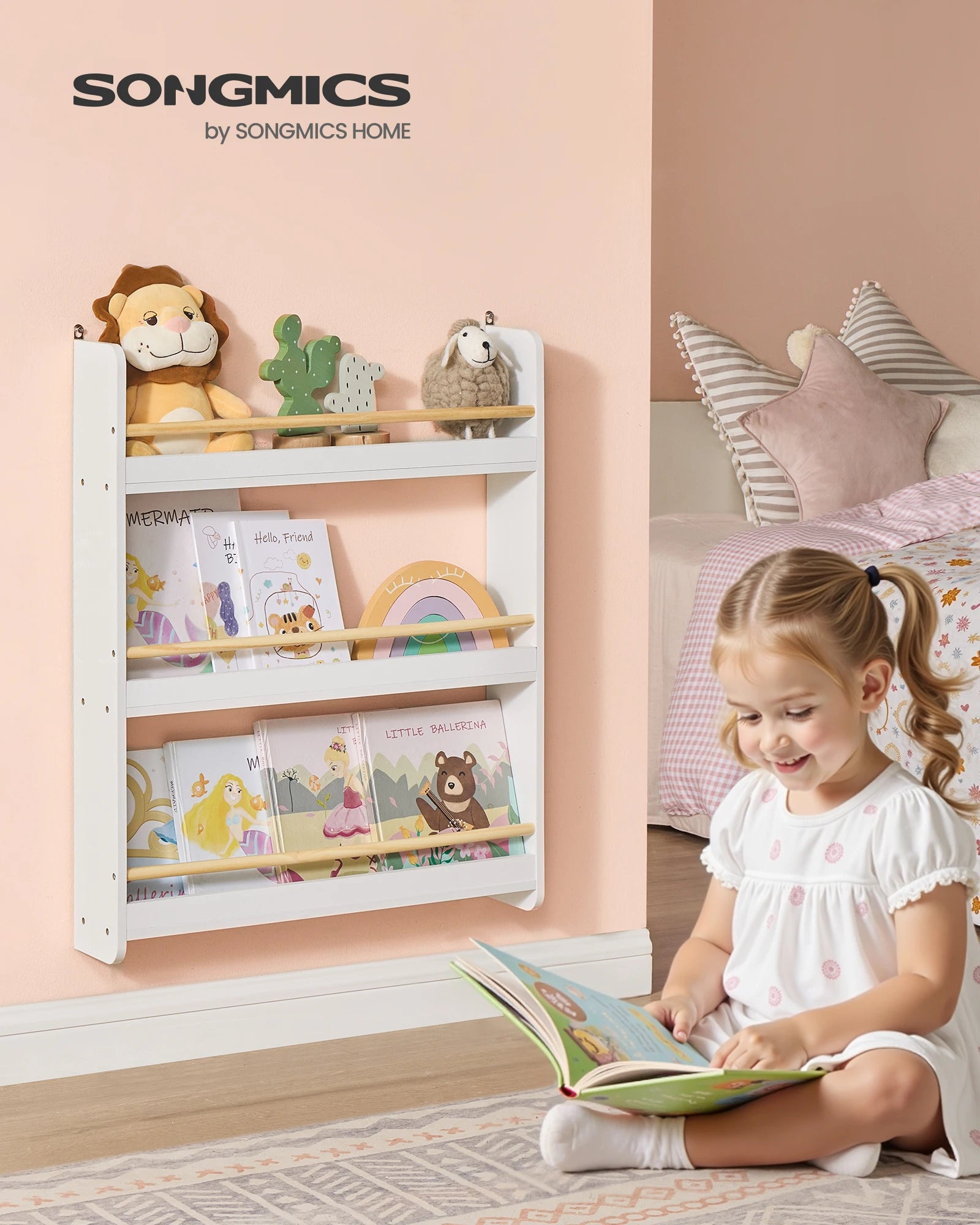 SONGMICS Bookshelf Children 3 Level toys Shelf CHILDREN'S room Playroom
