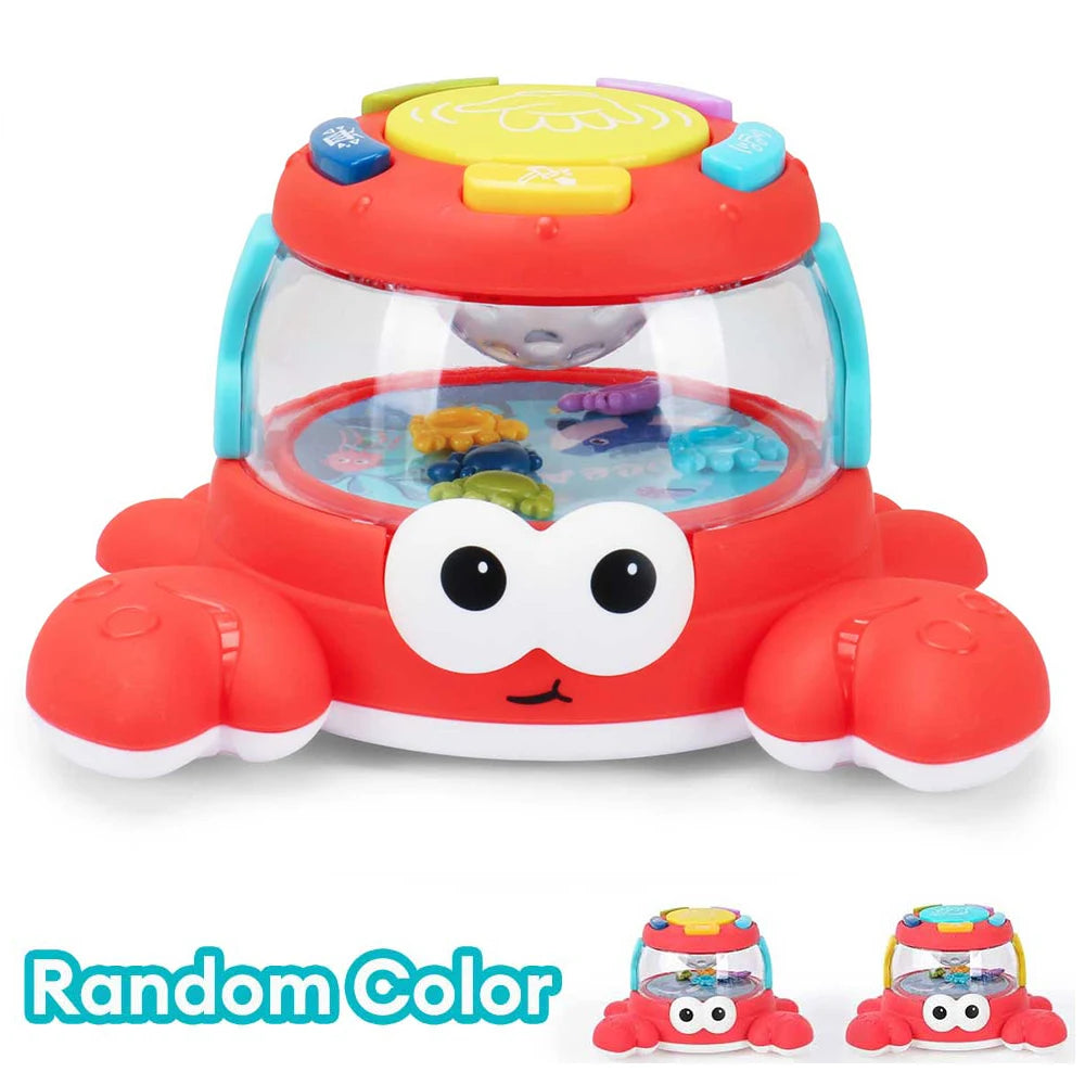Mini Crab Turtle Music Hand Drum - Baby Learning Toy with Lights