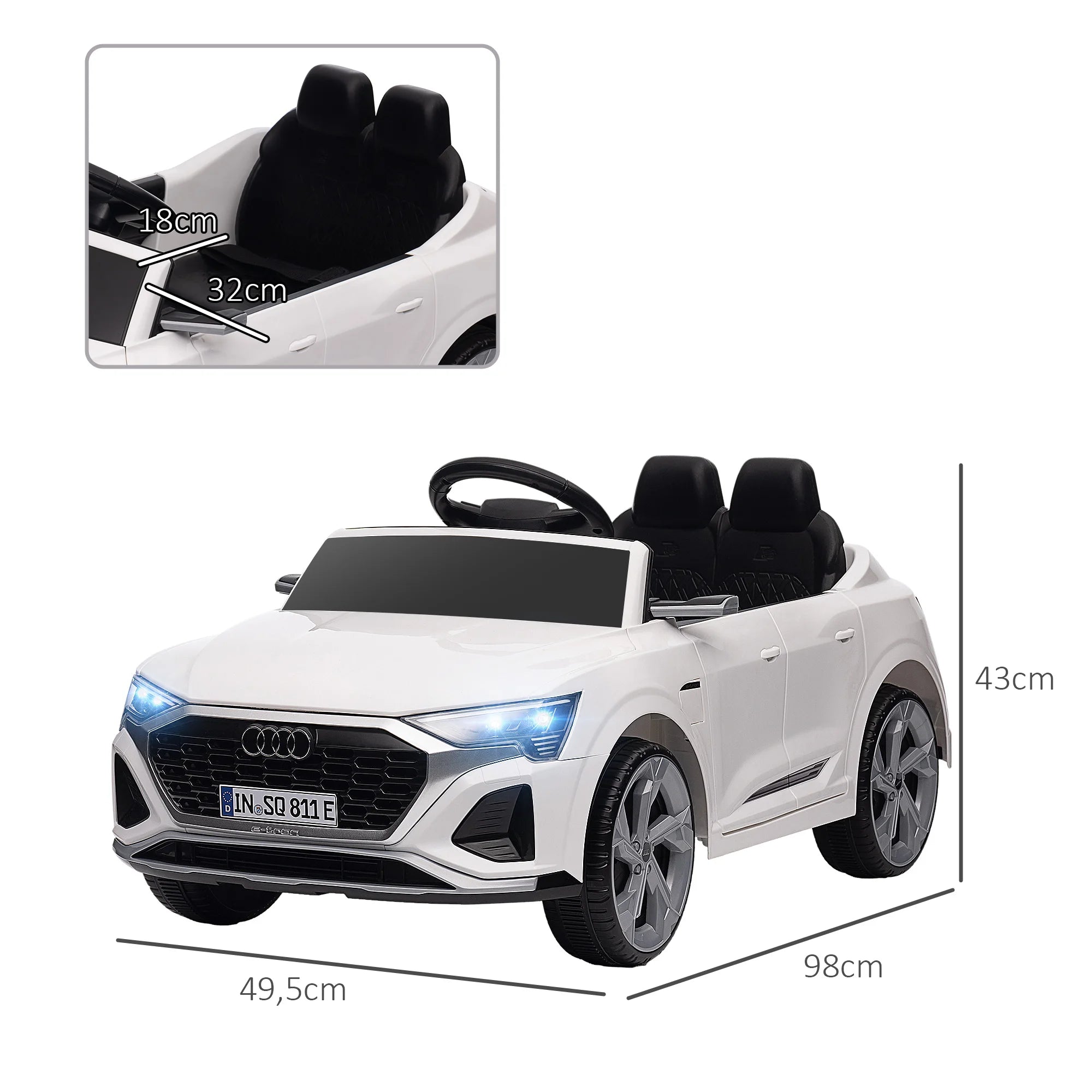 Audi Q8 Etron 12V Kids Electric Ride-On Car - White
