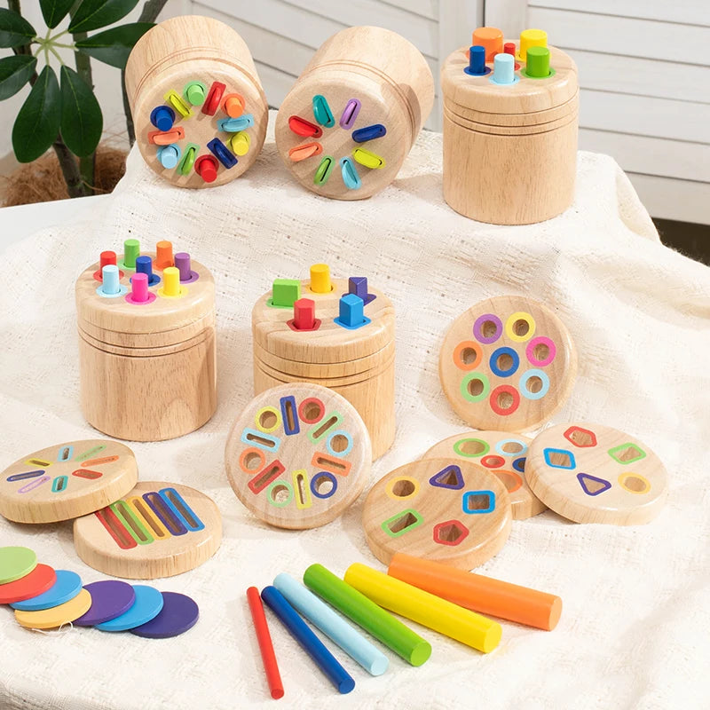 Sharing Wooden Color and Shape Sorting Matching Game