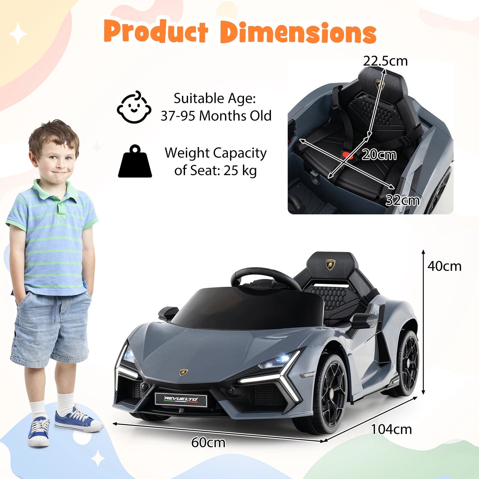 Lamborghini Revuelto 12V Kids Ride-On Electric Car