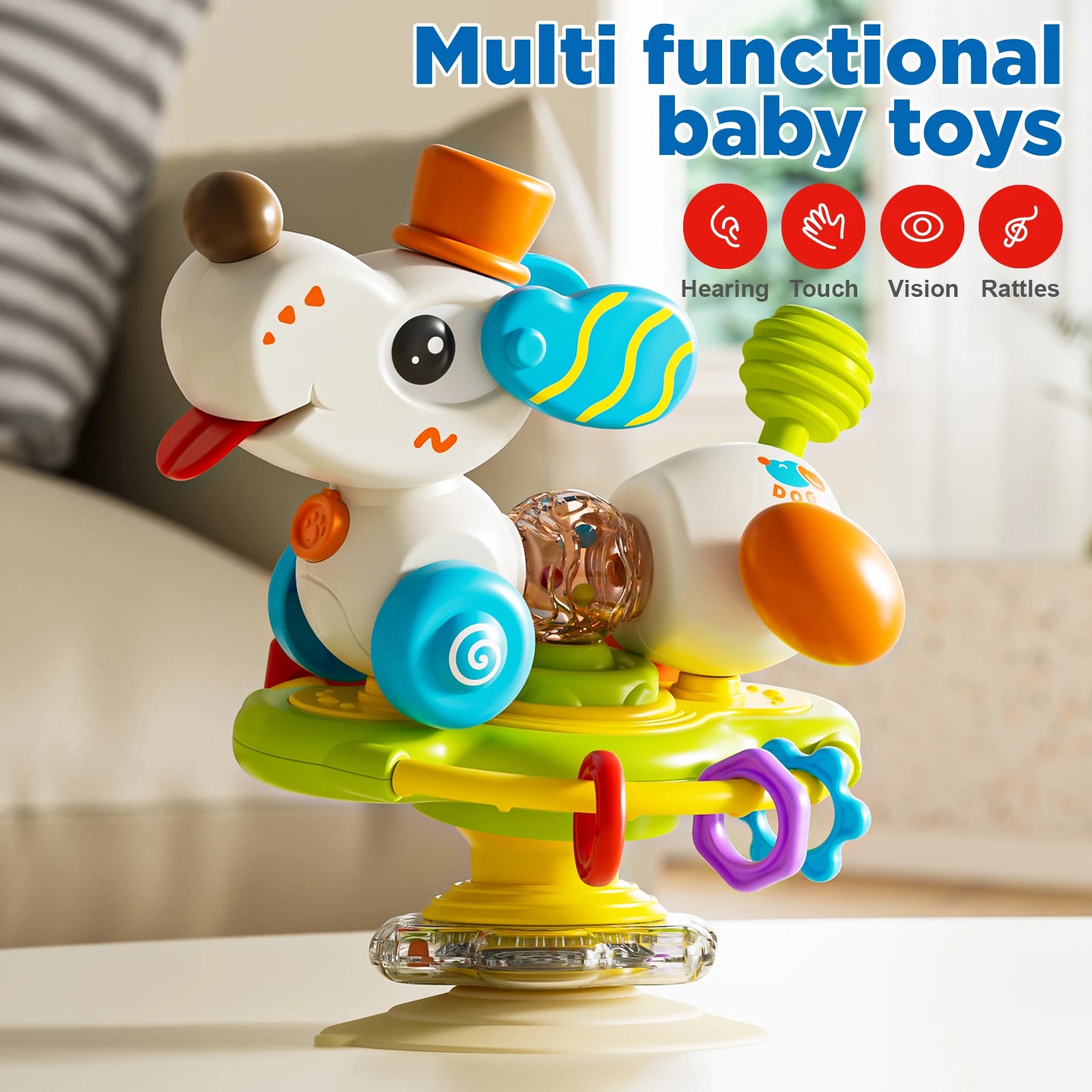 Baby High Chair Toy - Dog Steering Wheel with Suction Cup