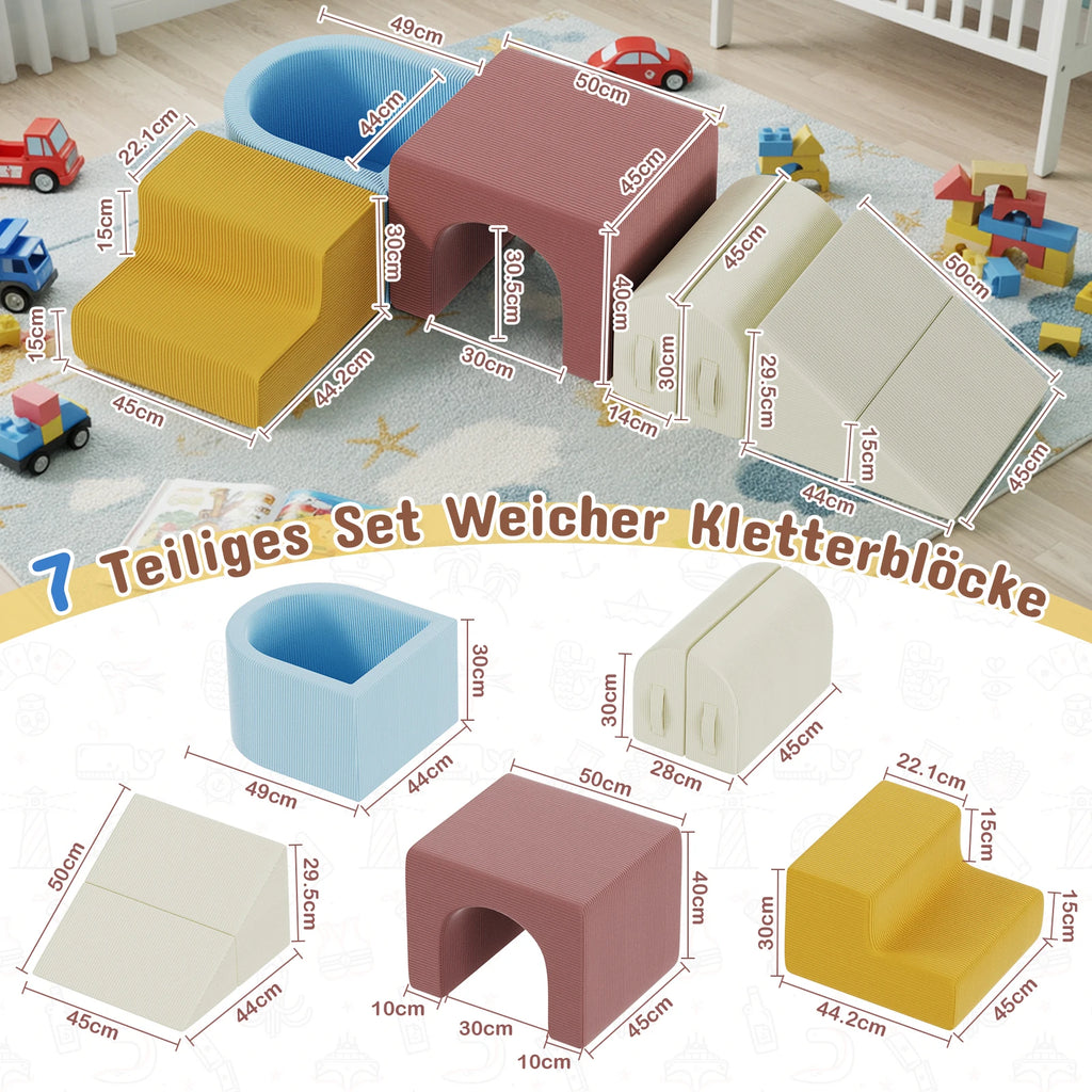Modular Toddler Climbing Toys for Toddlers, Kids Sofa Foam Climbing Blocks, Play Climbing Playset with Slide Stairs, Convertible