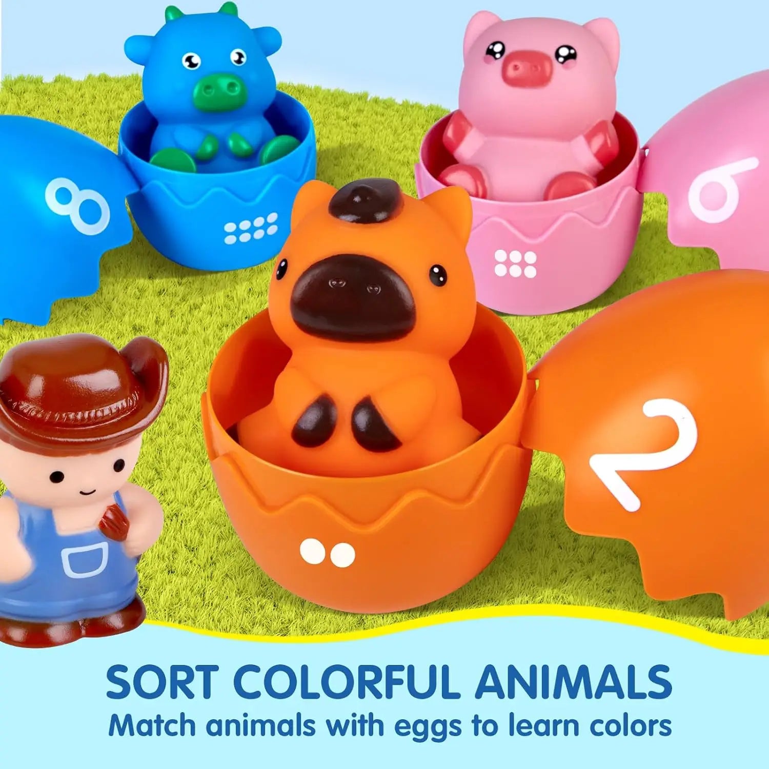 BizyKoady Montessori Farm Train Set - Animal Sorting Toys