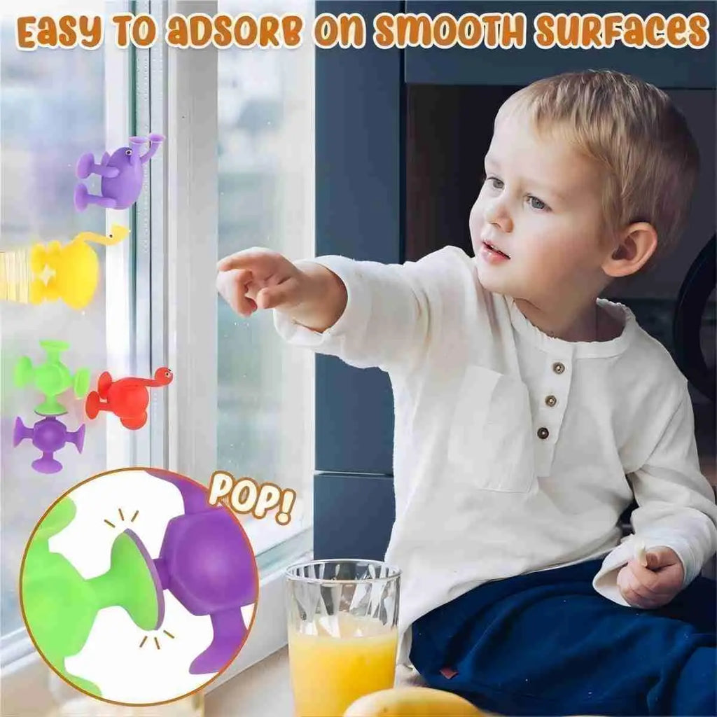 Silicone Suction Cup Animal Building Blocks - Sensory Bath Toy