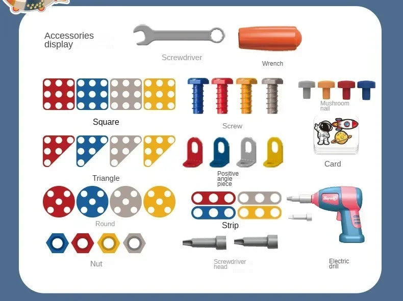 Children Toys Tool Set Electric Drill Screw Nut 3D Puzzle Toys Pretend Play Repair Tool Box Drilling Assembly Educational Toys