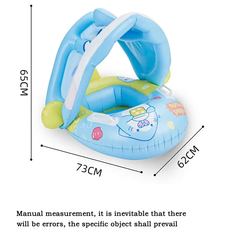 Baby Inflatable Pool Float with Detachable Sun Shade - Animal Print