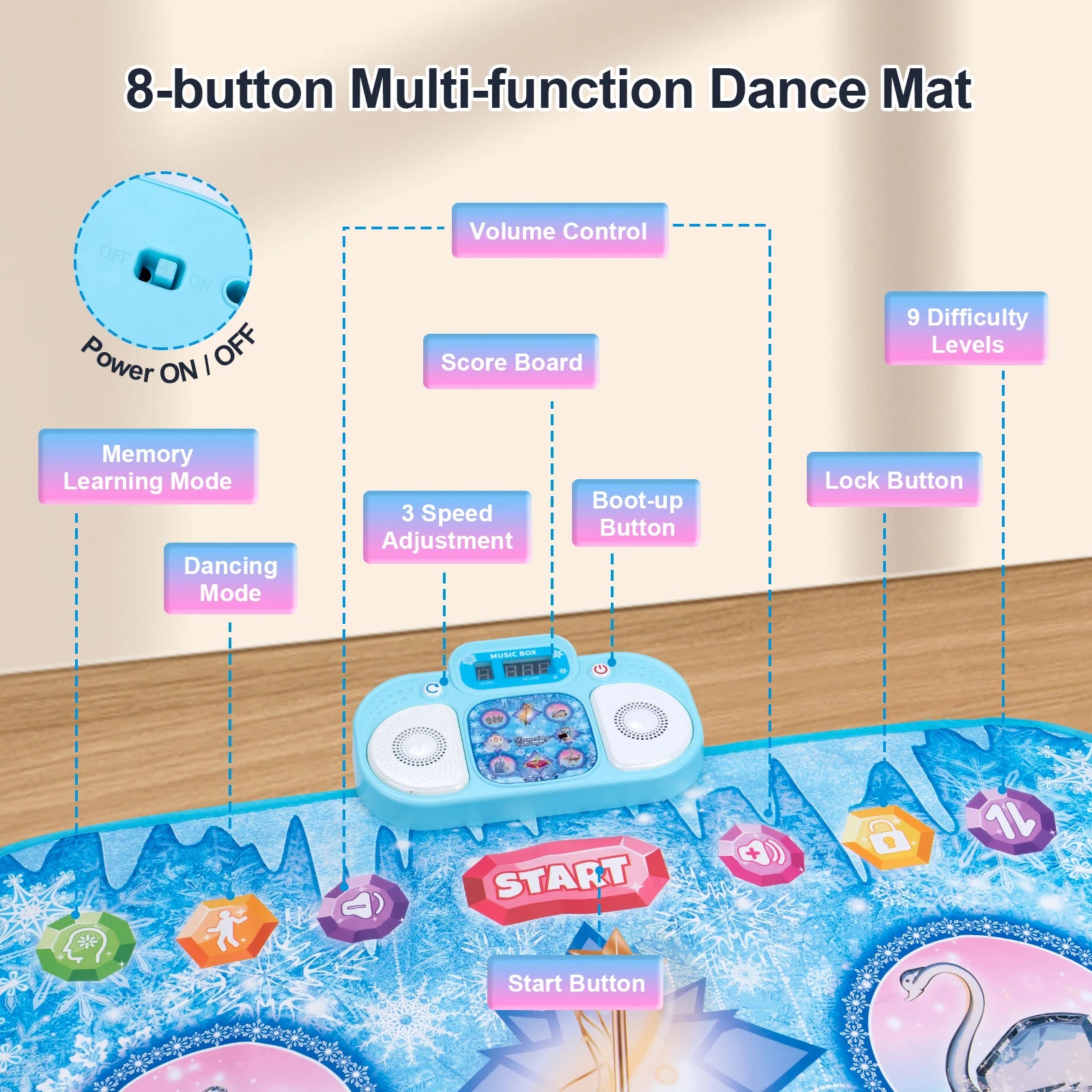 Coolplay 90x90cm Electric Music & Dancing Mat with Lights