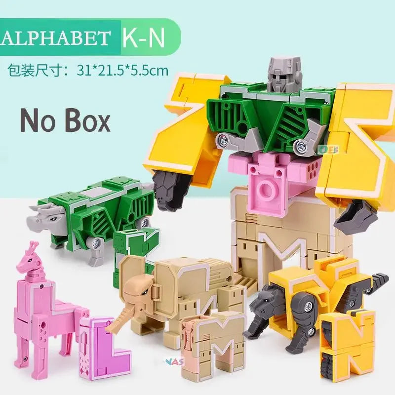 26 A-Z letter Alphabet Animal Dinosaur Warrior Deformation Action Figures Transformation Robot Toys For Children Gift Brinquedos