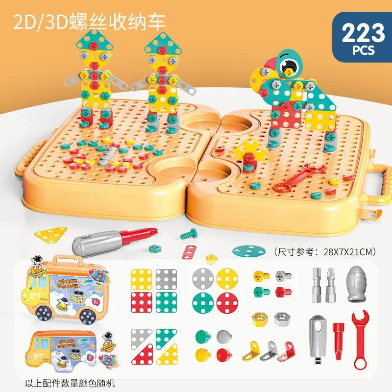 Simulated Electric Screwdriver for Children's Play Home Twisting Screws Puzzle Toy Assembly and Repair Toolbox Christmas Gift