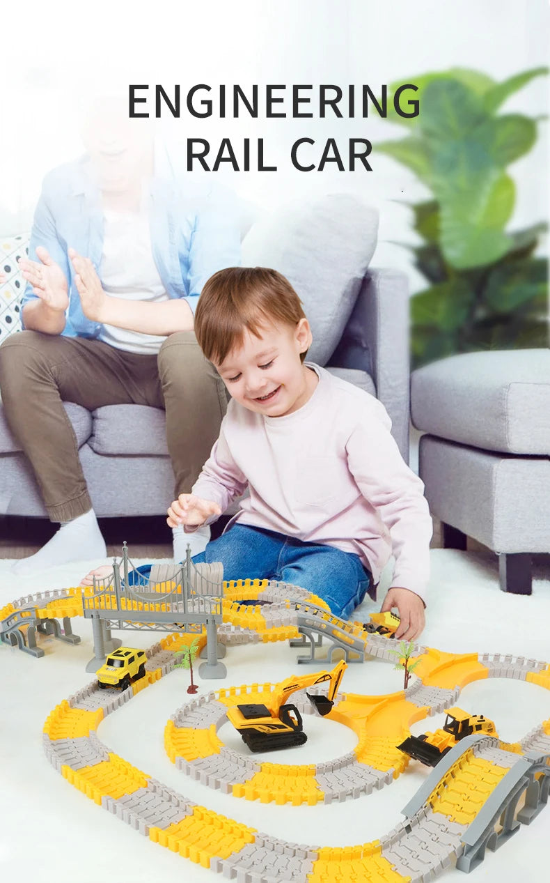 Electric track vehicle series toy track puzzle, car assembly, racing set, building blocks. Boys, girls. Birthday gifts, Children