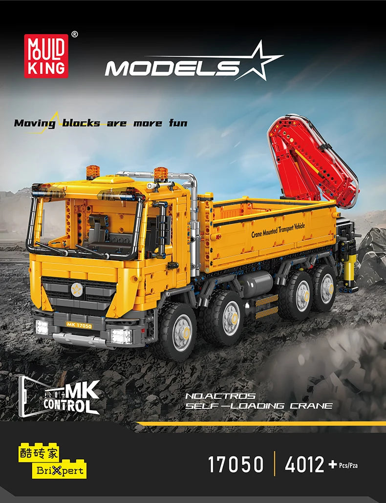 Mould King 17050 Technical Car Toys The RC Actros Self-Loading Crane Building Block Enginerring Truck Brick Kids Christmas Gift