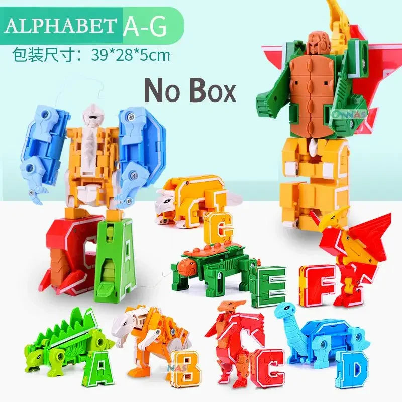 26 A-Z letter Alphabet Animal Dinosaur Warrior Deformation Action Figures Transformation Robot Toys For Children Gift Brinquedos