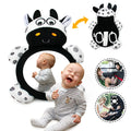 Baby Tummy Time Mirror Toy - High Contrast Black & White Cow