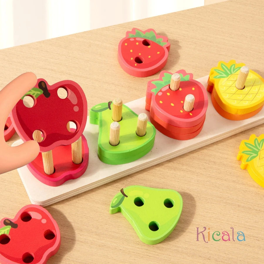 Kids Wooden Educational Sorting and Fishing Game Toy
