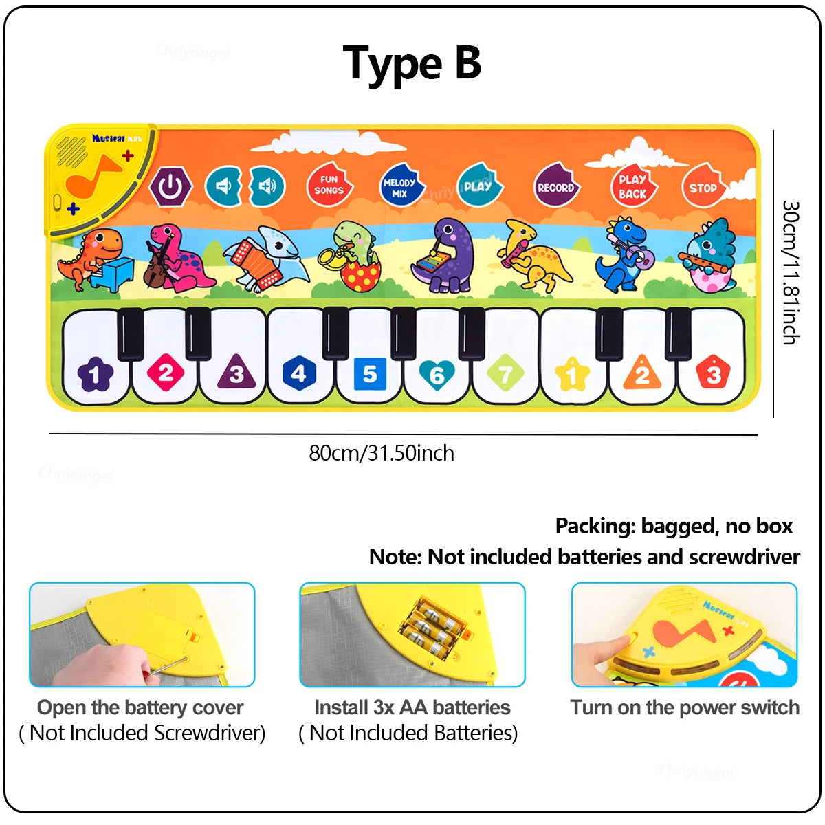 Kids Piano Mat - 80x30cm Musical Floor Keyboard Toy