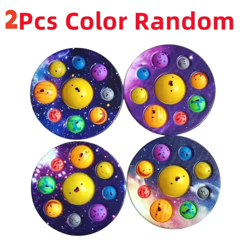 Planet Bubble Music Colorful Starry Sky Cartoon Pattern Release Decompression Silicone Pinch Music Children's Press Puzzle Toy