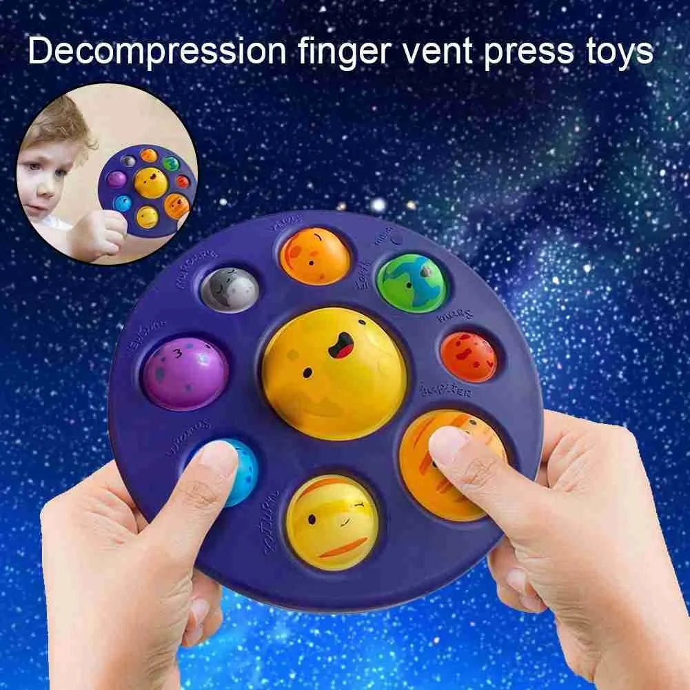 Planet Bubble Music Colorful Starry Sky Cartoon Pattern Release Decompression Silicone Pinch Music Children's Press Puzzle Toy