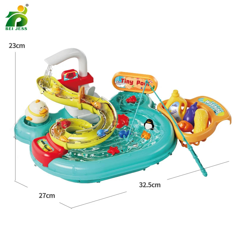Children Electric Toy Sink Disheswash Water Simulation Food Fruit Kitchen Pretend Play Magnet Fishing Kids Education Toy Girl