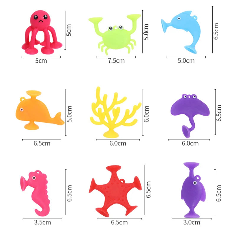 Silicone Suction Cup Animal Building Blocks - Sensory Bath Toy
