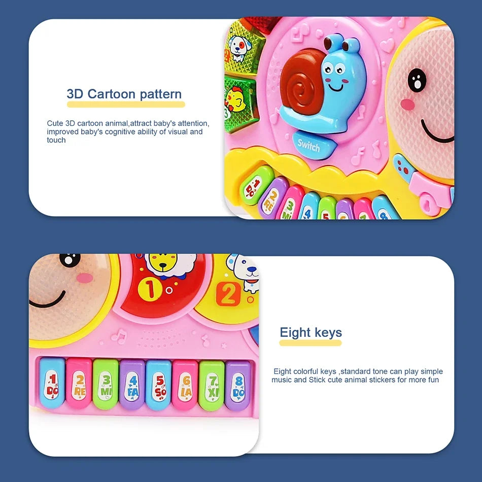 Baby Musical Piano Keyboard Toy with Animal Sounds and Lights