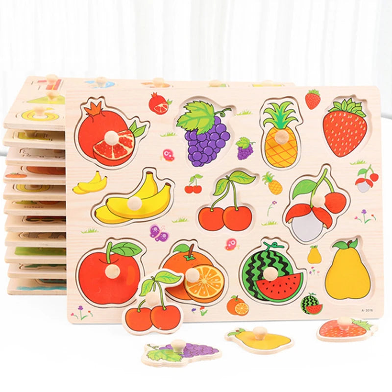 Wooden Mushroom Nail Hand Grab Puzzle - Educational Toy
