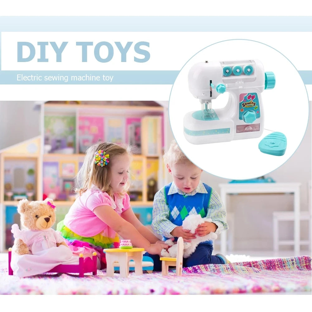 Kids Simulation Sewing Machine Toy Mini Furniture Educational Learning Design Clothing Bauble Creative Children's Toys for Girls