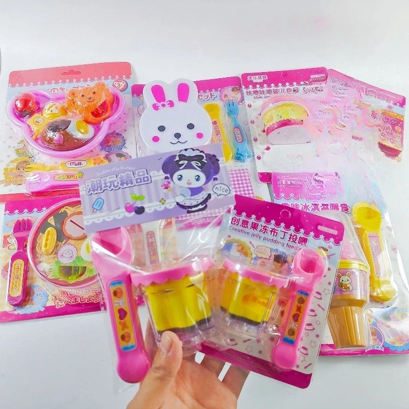 Bear Bento Jelly Pudding Feeding Toy Set Interactive Kitchen Pretend Play for Toddler Parent-Child Educational Food Toy Gifts