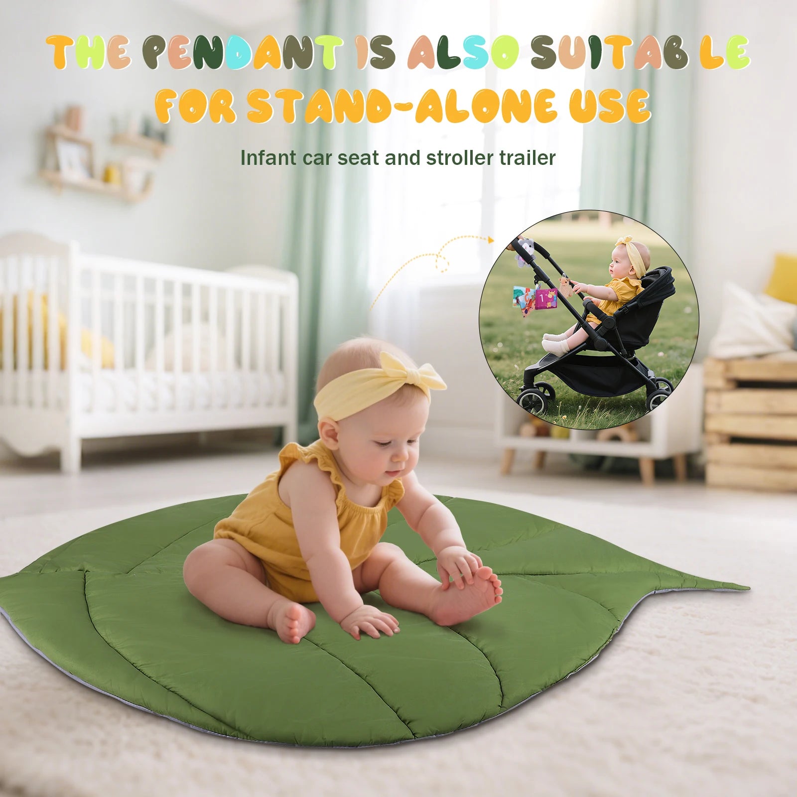 Baby Play Mat with Arch - Leaf-Shaped Extra Thick Mat