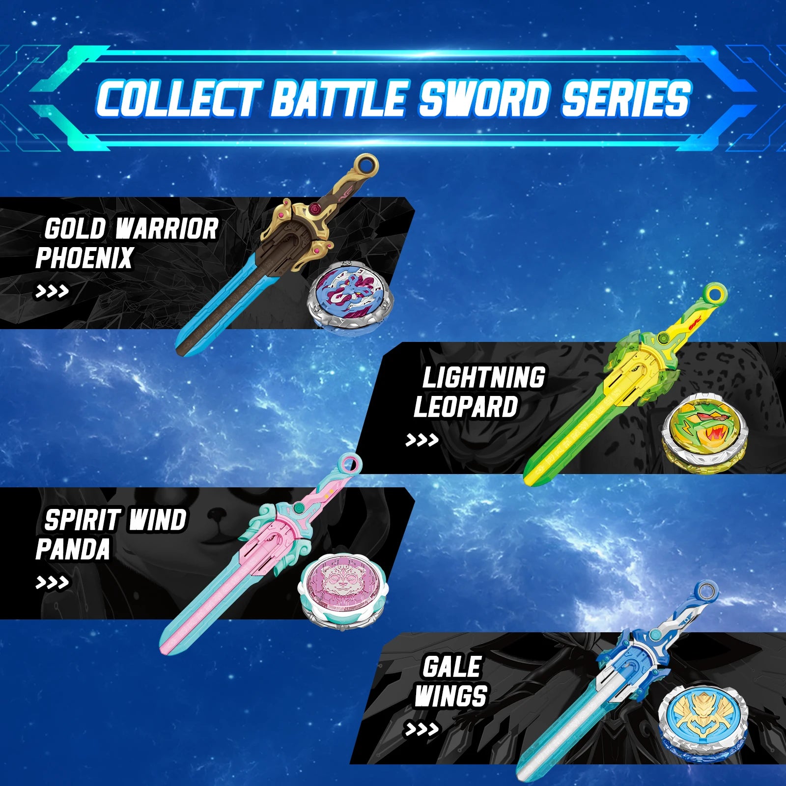 Infinity Nado 6 Power Pack - Spirit Wind Panda Upgraded Metal Spinning Top Gyro ,39cm Sword Launcher Kid Toy Birthday Gift