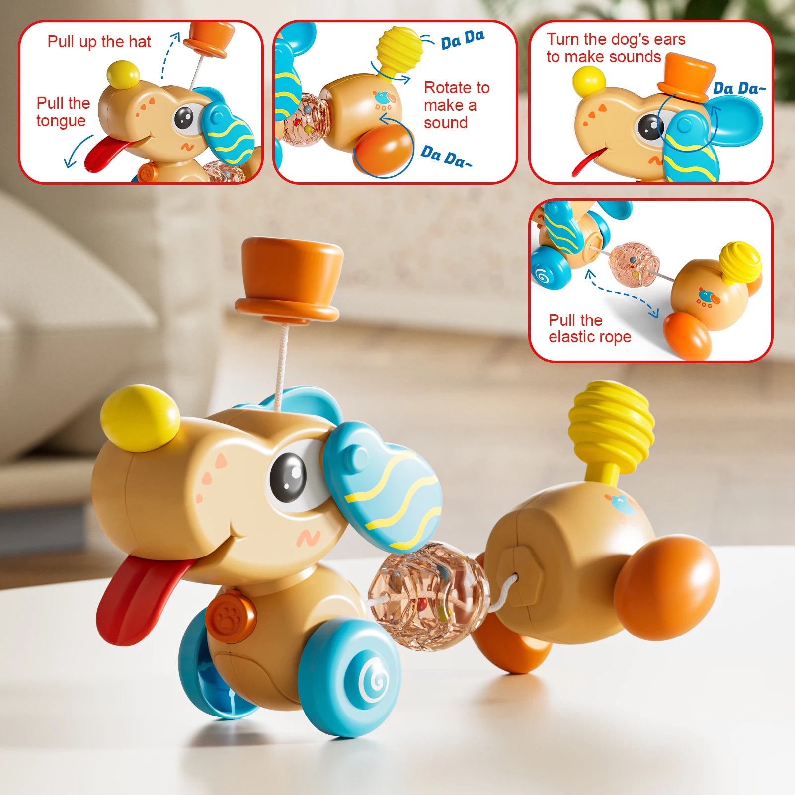 Baby High Chair Toy - Dog Steering Wheel with Suction Cup