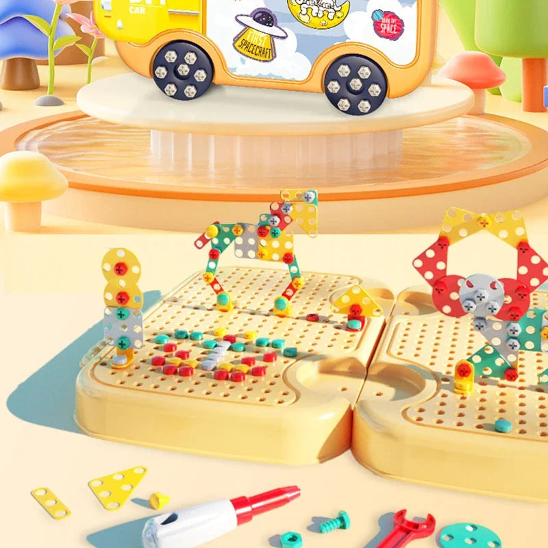 Simulated Electric Screwdriver for Children's Play Home Twisting Screws Puzzle Toy Assembly and Repair Toolbox Christmas Gift