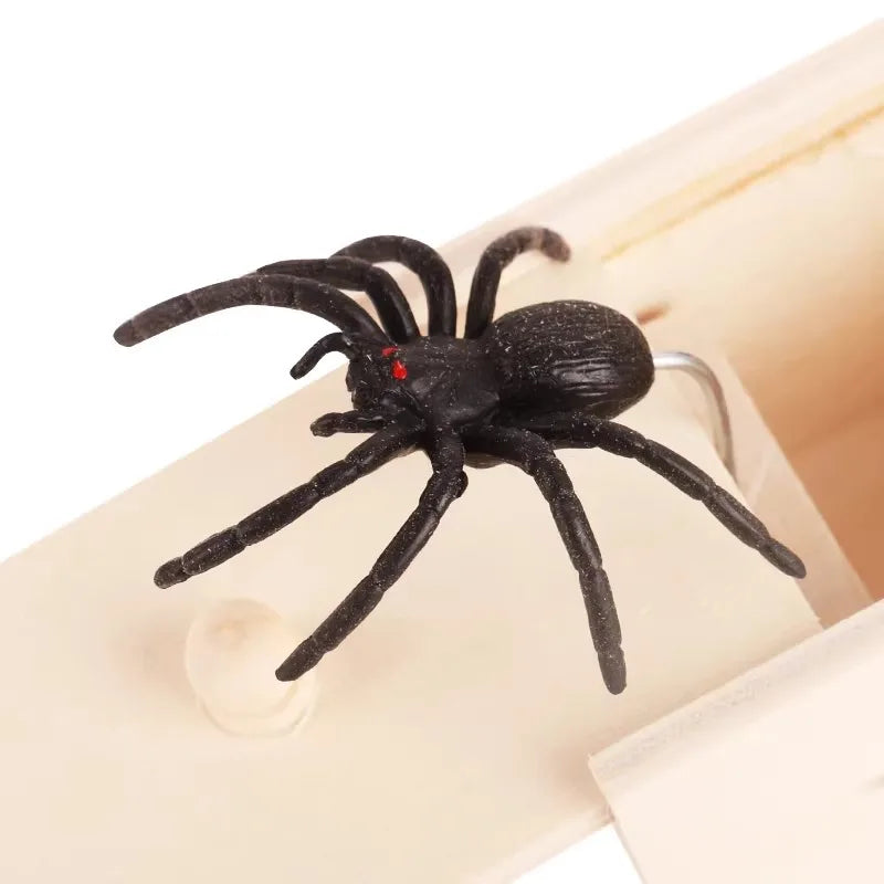 Handmade Wooden Spider Prank Scare Box - 9cm Pop Out Toy