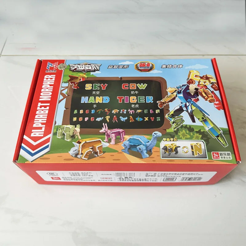 With Box Assemble Number Robots Transformation Action Figure Car Dinosaur Model Deformation Digit Letters Alphabet Toys