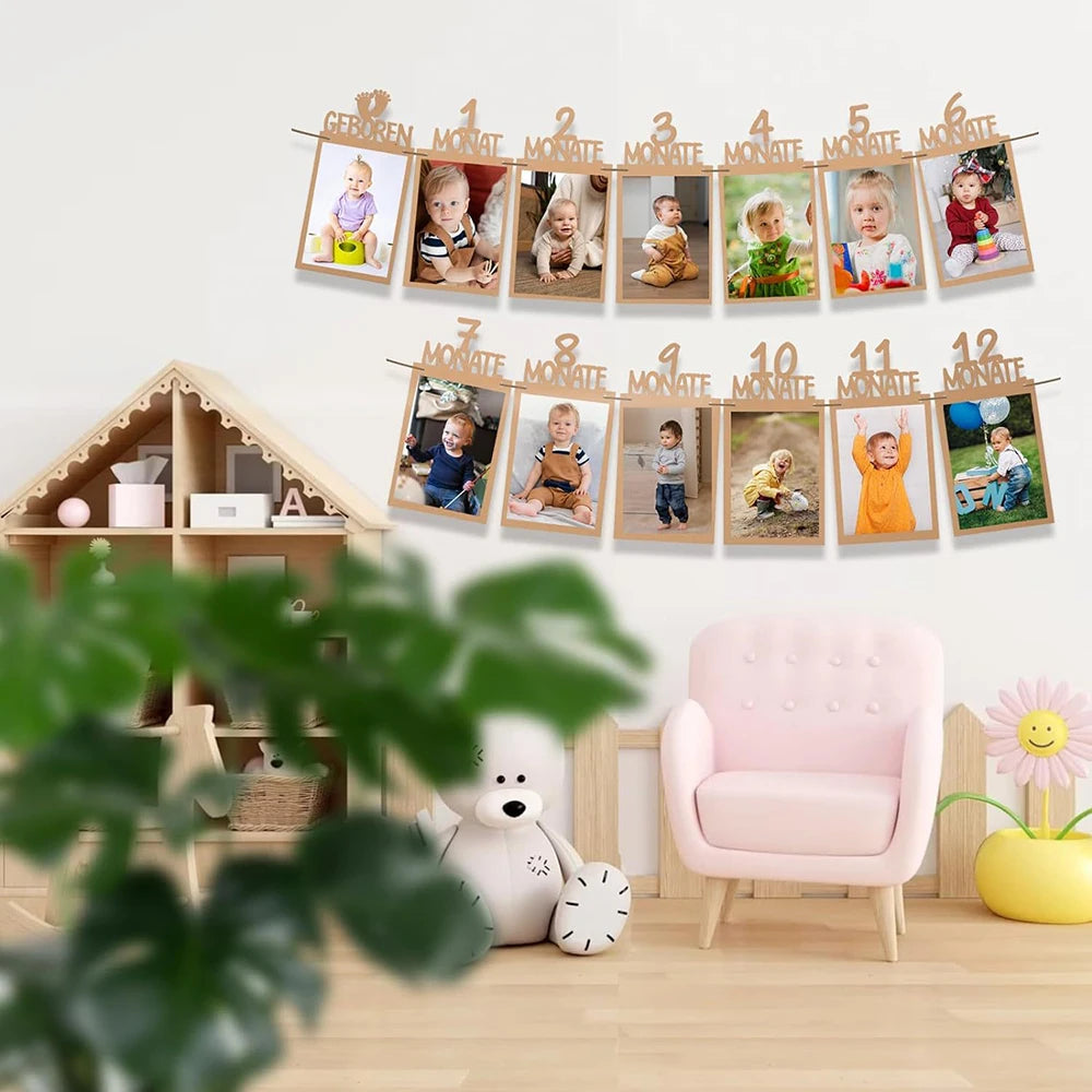 Baby 1st Birthday 12 Months Photo Banner