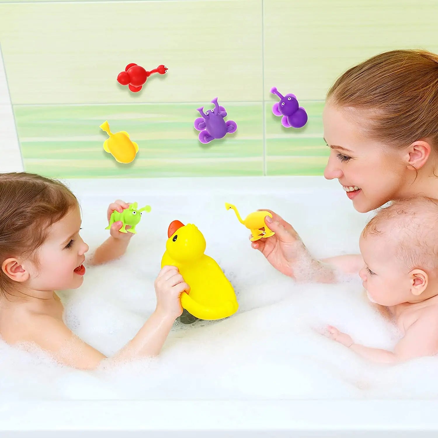 Silicone Suction Cup Animal Building Blocks - Sensory Bath Toy