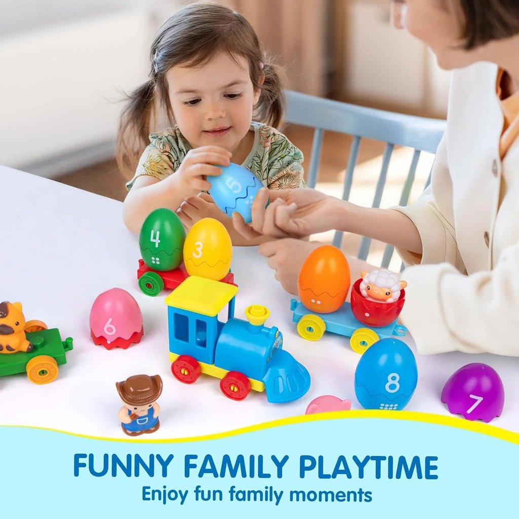 Montessori Farm Animal Train Set - Counting & Sorting Toy