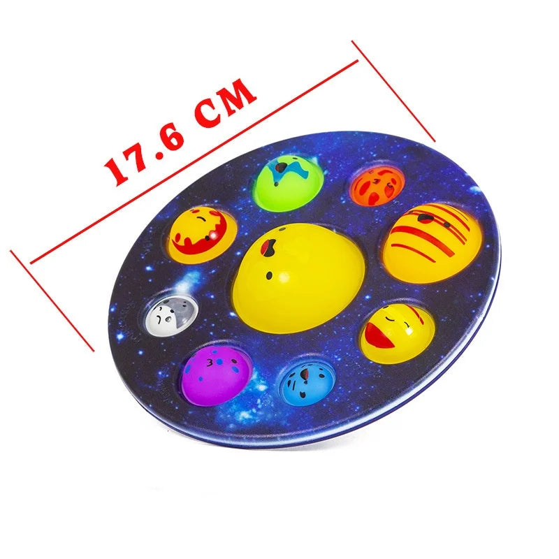Planet Bubble Music Colorful Starry Sky Cartoon Pattern Release Decompression Silicone Pinch Music Children's Press Puzzle Toy