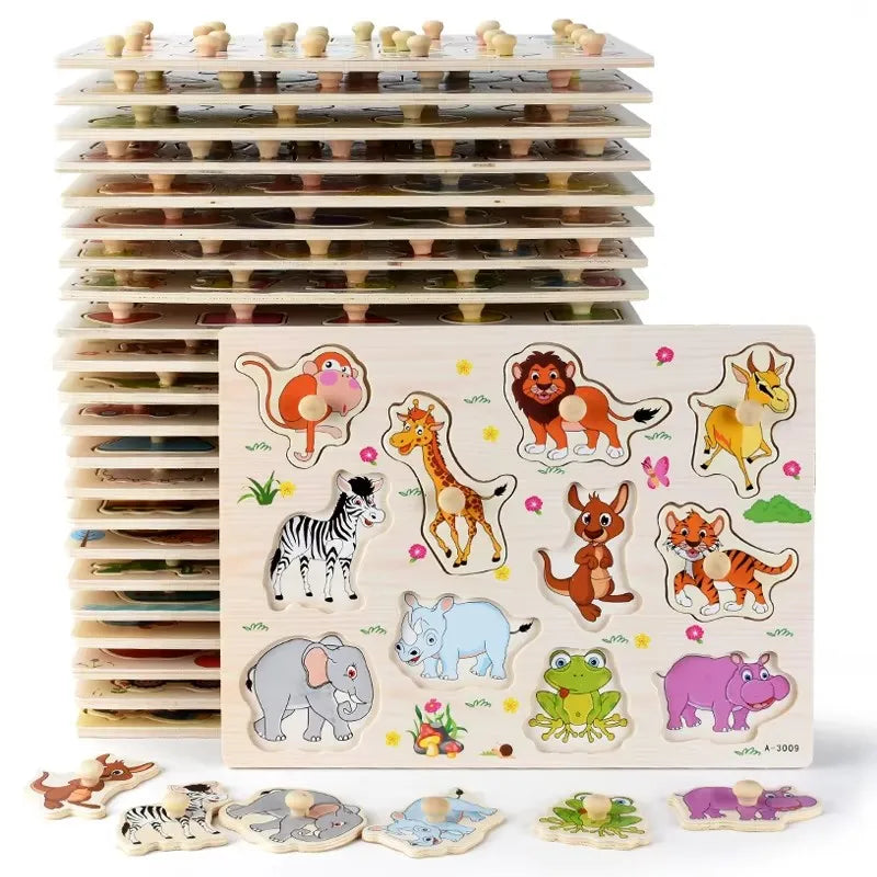 Wooden Mushroom Nail Hand Grab Puzzle - Educational Toy